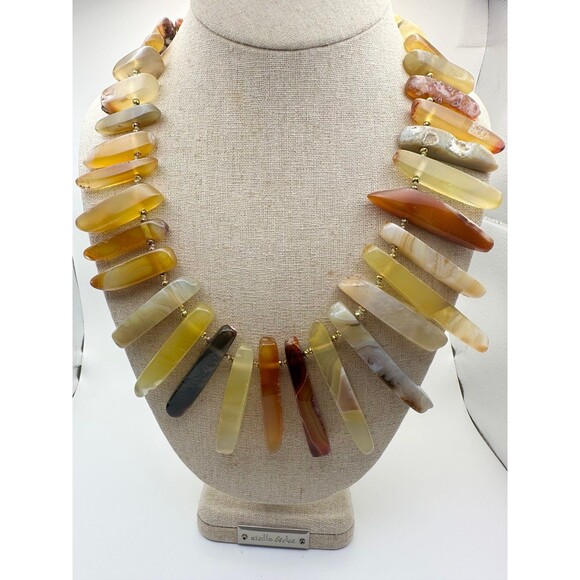 Iris and Lilly LUC sterling silver gold vermeil yellow agate bib Necklace 20.5”